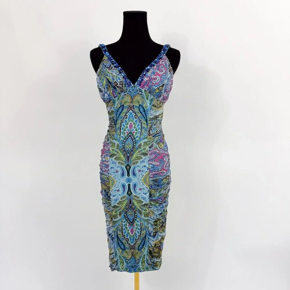 Adrianna Papell Dresses & Skirts - VINTAGE ADRIANNA PAPELL EVENING BEADED PAISLEY DRESS WITH TIE KNOT BACK